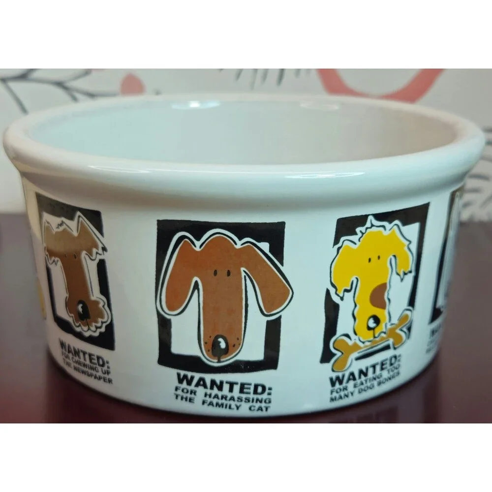 Signature Housewares Mug Shots Stoneware Dog Food Bowl